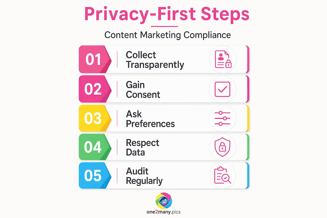 Infographic showing privacy-first steps for content marketing