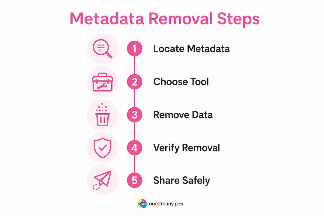 Infographic showing step-by-step metadata removal