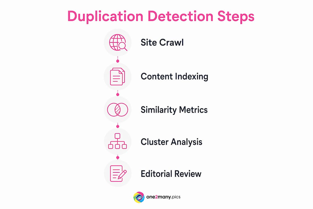 Infographic showing content duplication detection process