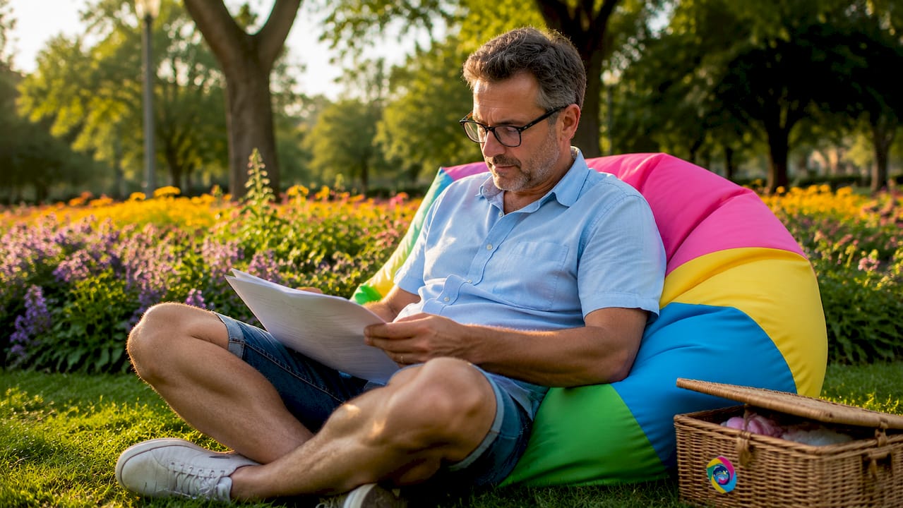 Man working on content policy enforcement at office