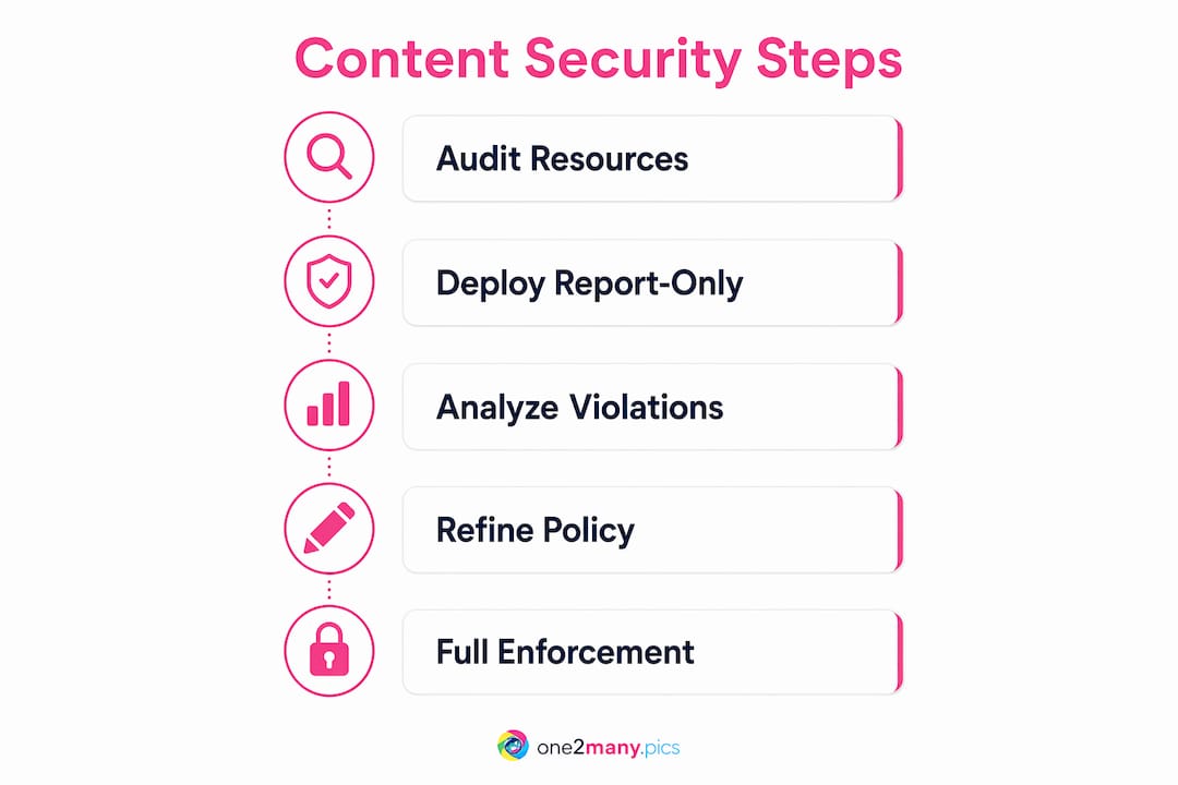 Infographic showing content security step-by-step process