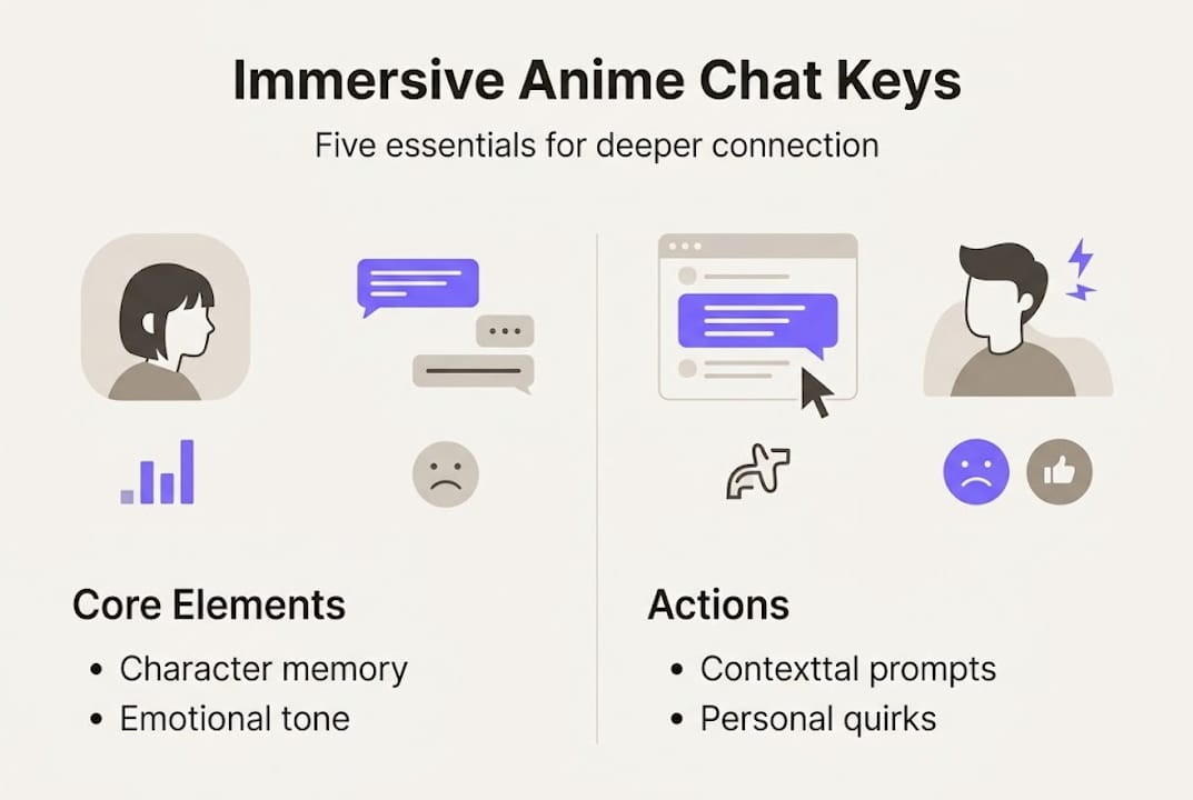 Infographic showing five keys for anime chat immersion