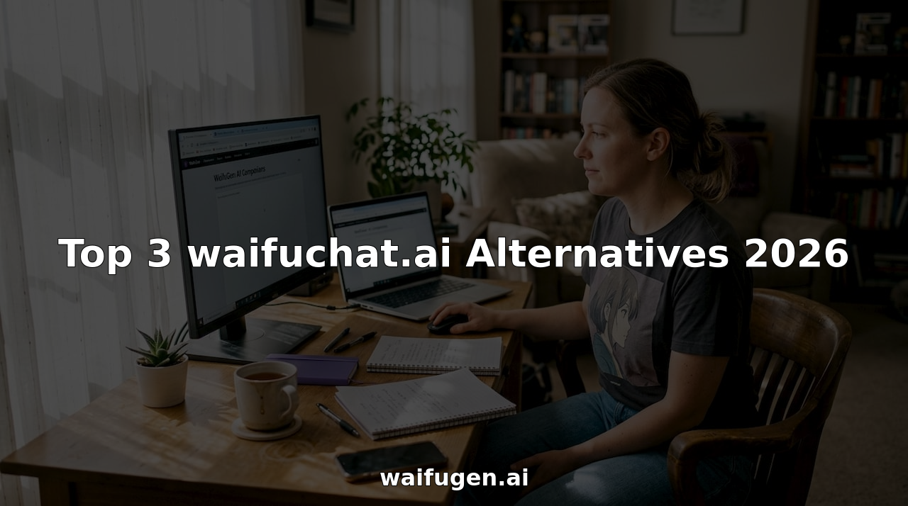 Woman researching anime chat app alternatives
