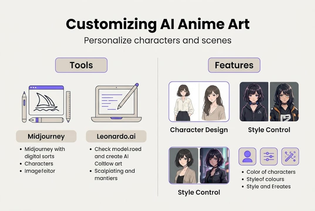 Infographic on customizing AI anime art