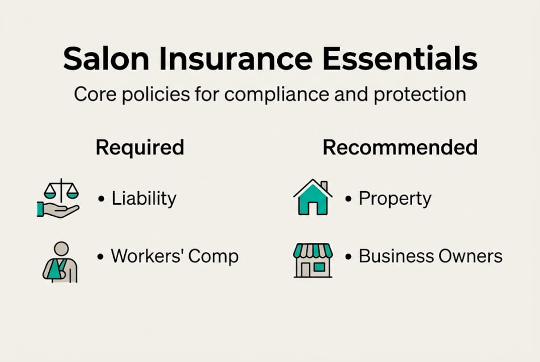 Infographic with salon insurance types summary