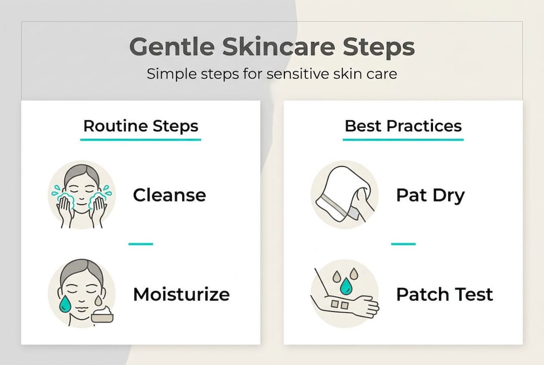 Infographic overview of gentle skincare process steps