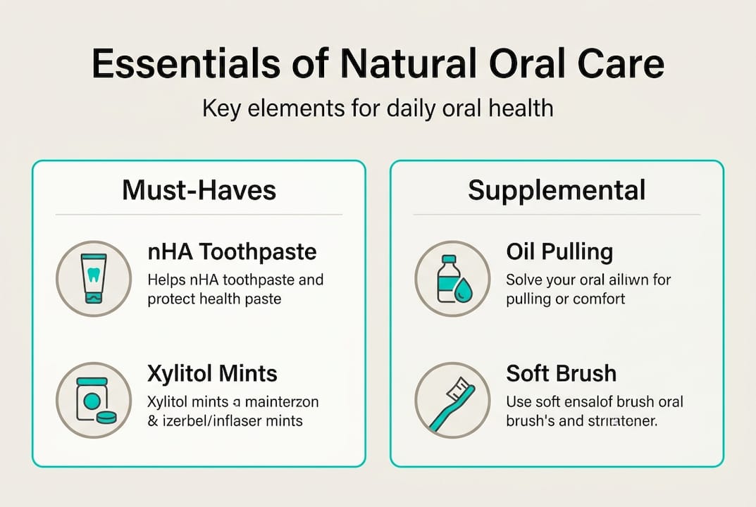 Infographic showing natural oral care essentials