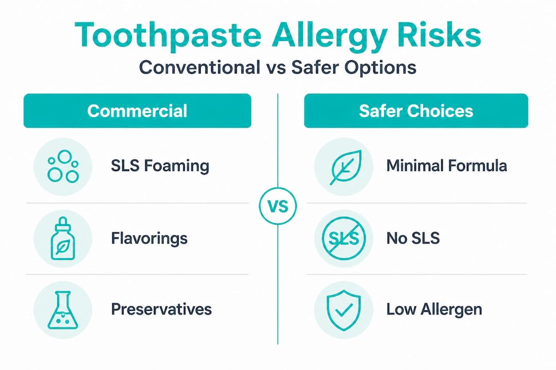 Infographic comparing allergy risks in toothpaste types
