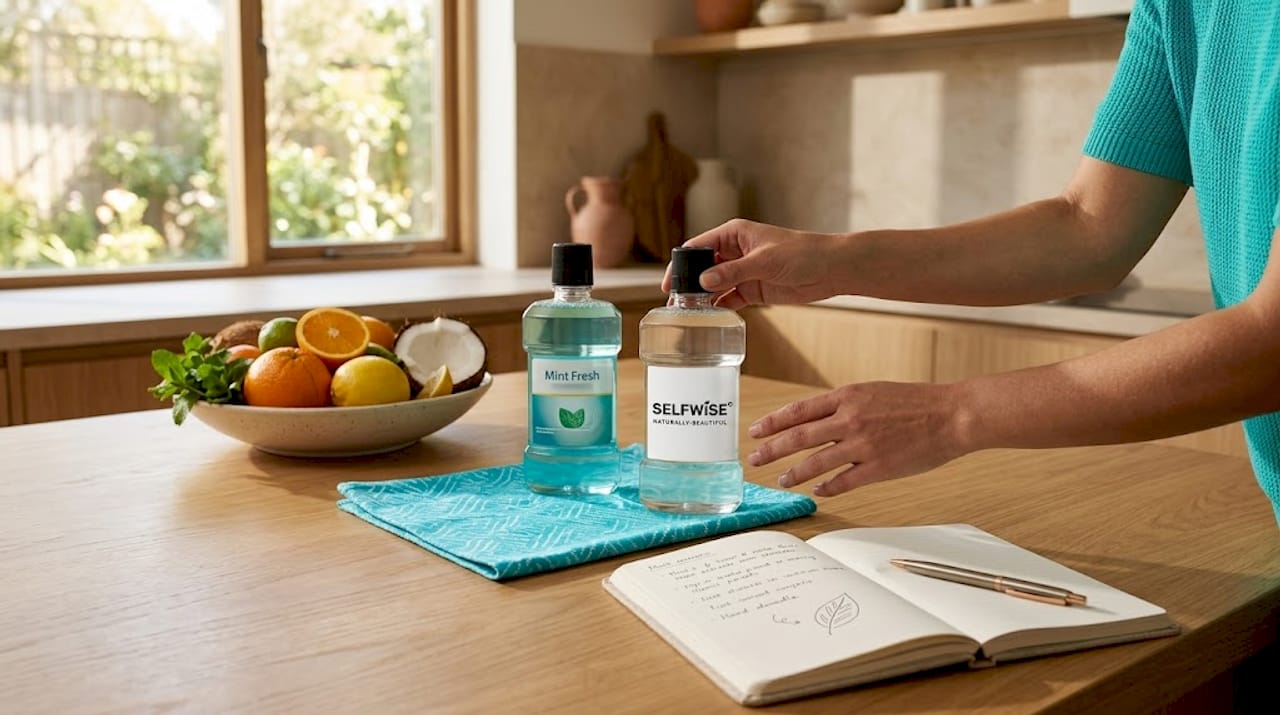 Comparing synthetic and natural mouthwash bottles