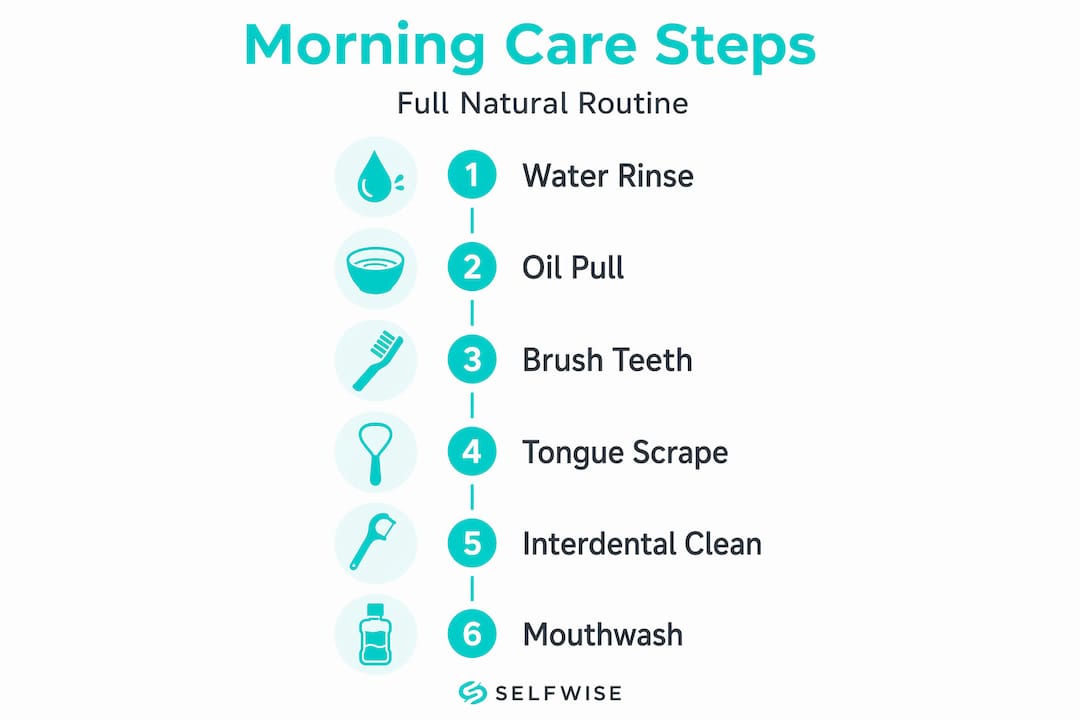 Infographic showing steps in morning oral care routine
