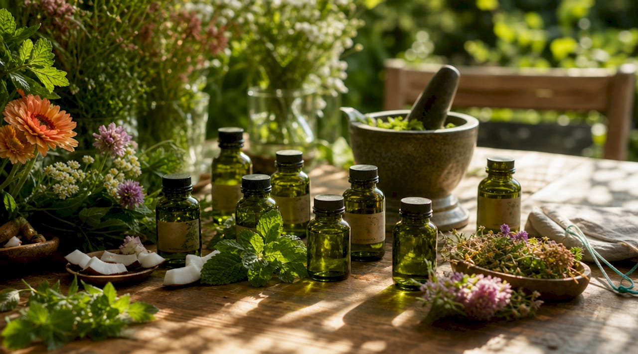 Close-up of medicinal plants used in oral cleansers