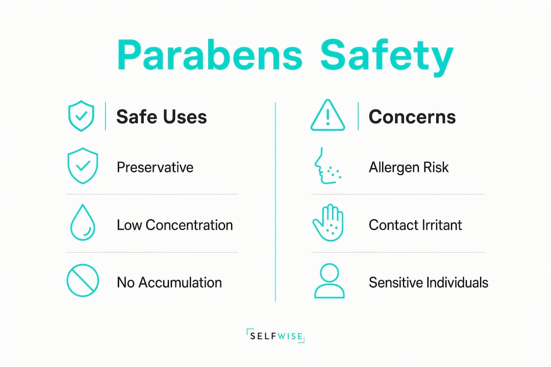 Infographic comparing parabens safety and concerns