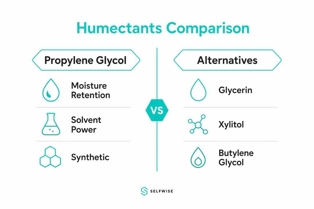 Infographic comparing propylene glycol and alternatives