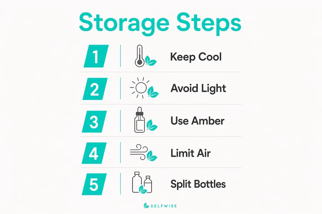 Infographic illustrating natural mouthwash storage steps