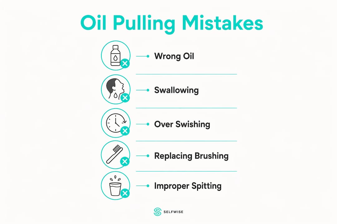Infographic showing oil pulling mistakes