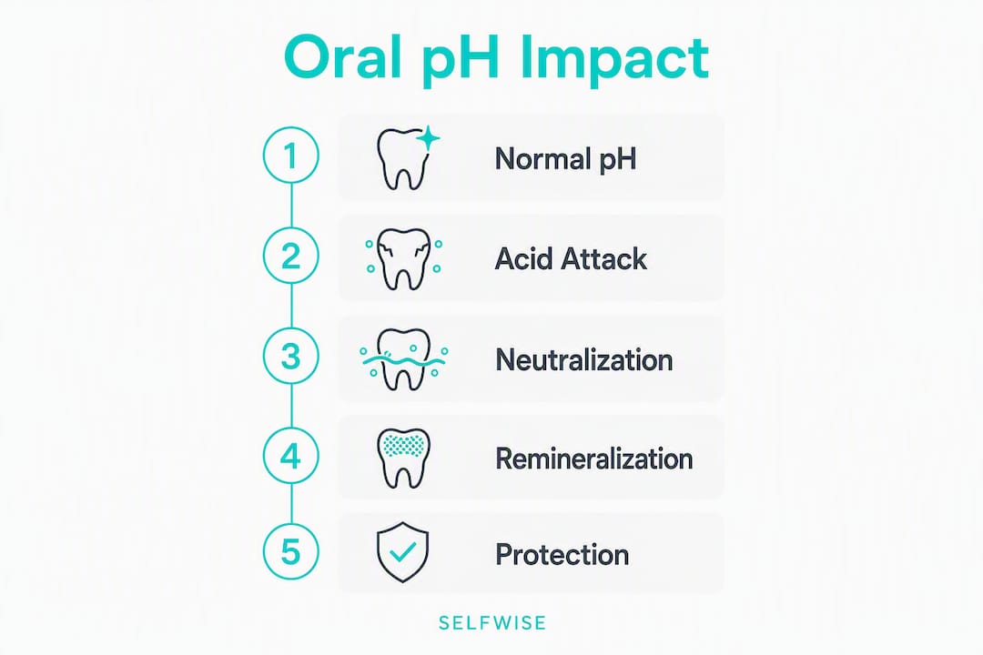 Infographic showing stages of oral pH effects on teeth