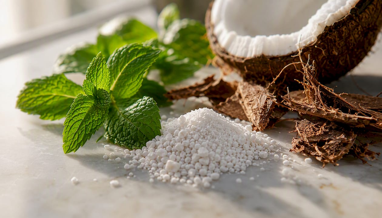 Close-up of natural toothpaste ingredients