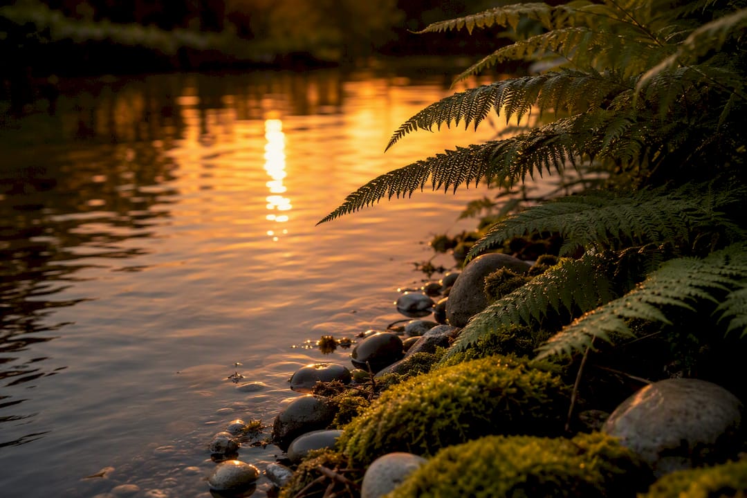 River and natural landscape by bank