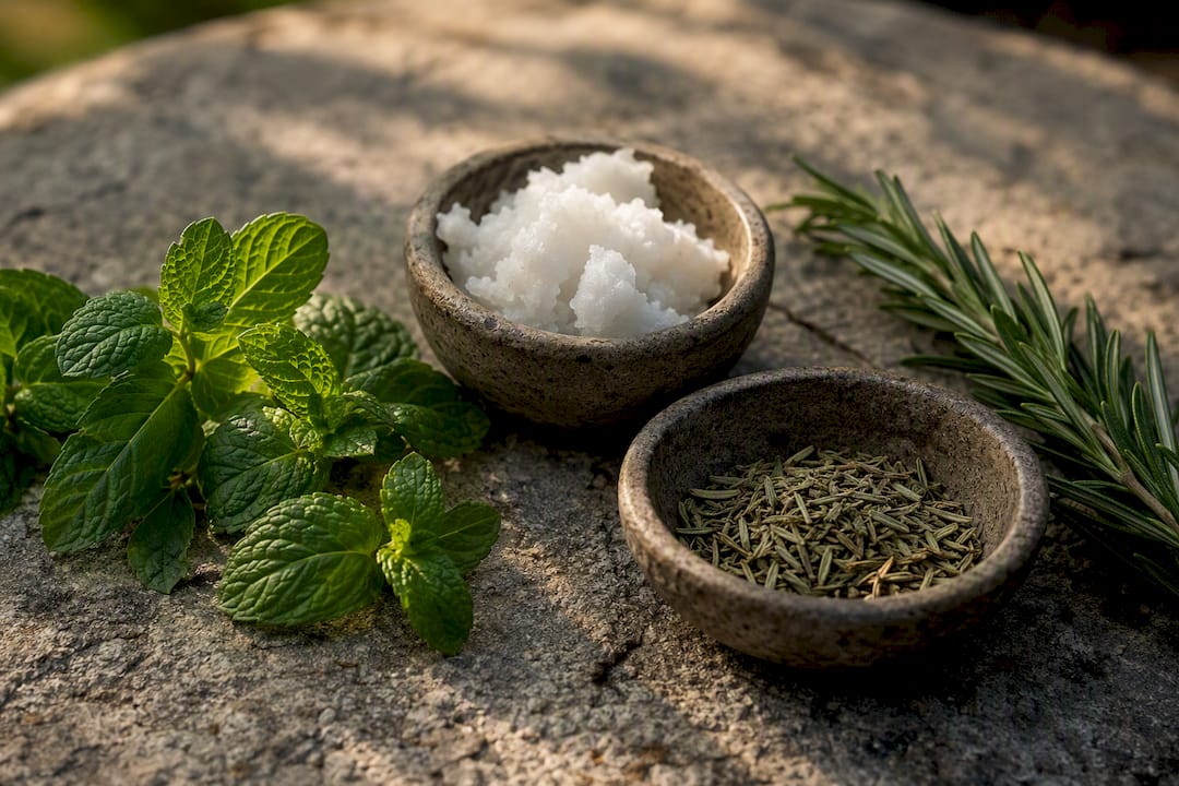 Close-up of aloe vera and coconut oil fresh ingredients