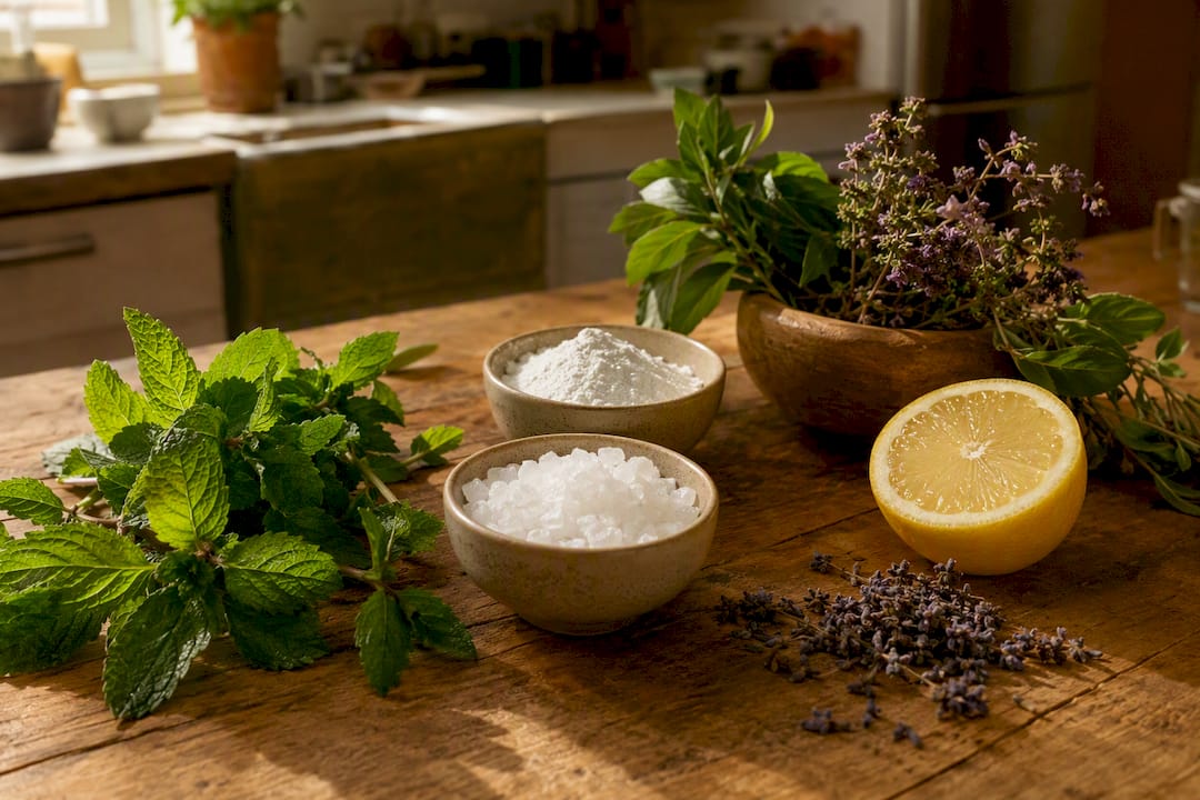 Fresh and dried botanicals for mouthwash