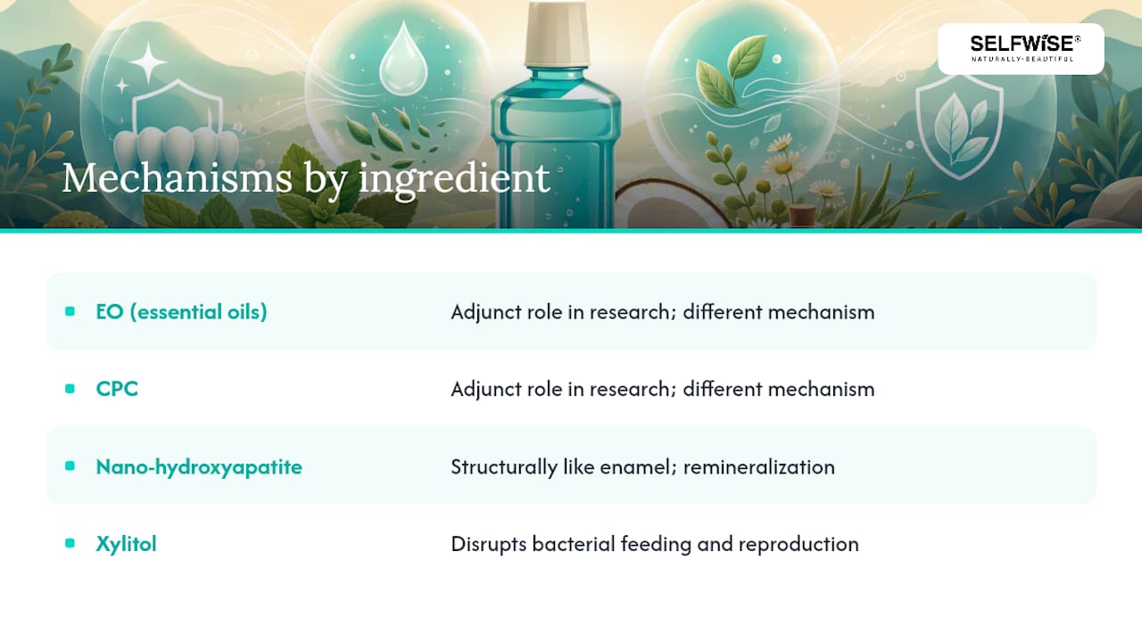Diagram comparing mouthwash ingredient effects