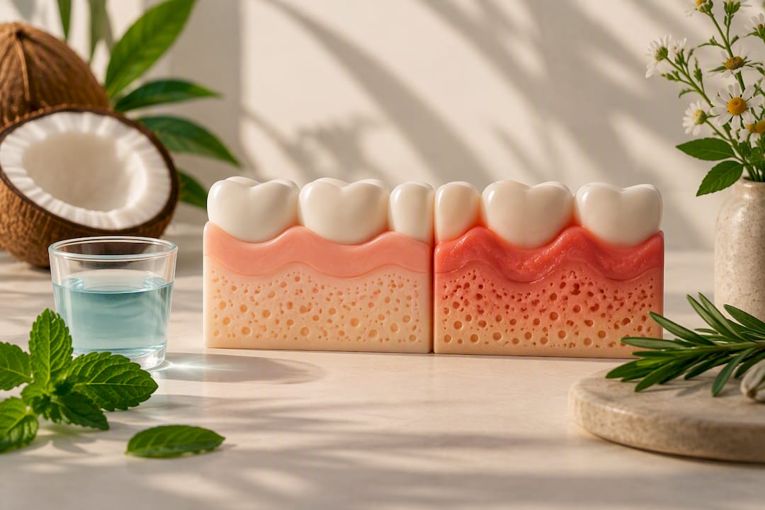 Illustration comparing calm and irritated oral tissue