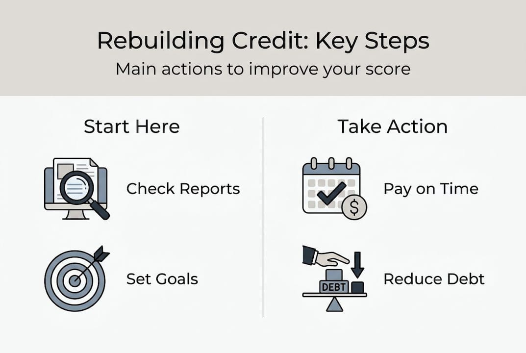 Infographic steps for rebuilding credit