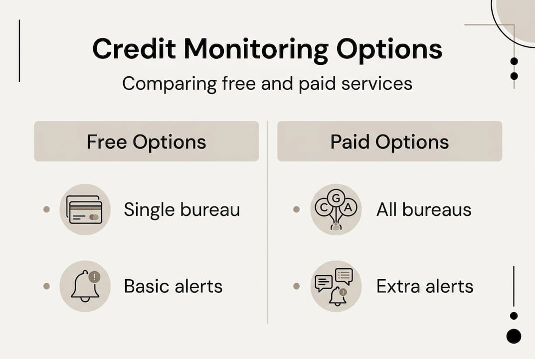 Infographic comparing credit monitoring options