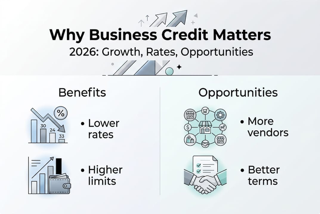 Infographic summarizing business credit benefits