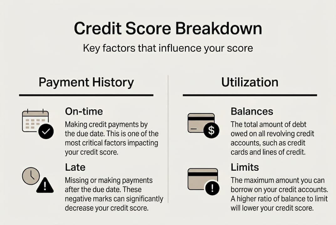 Infographic showing credit score breakdown
