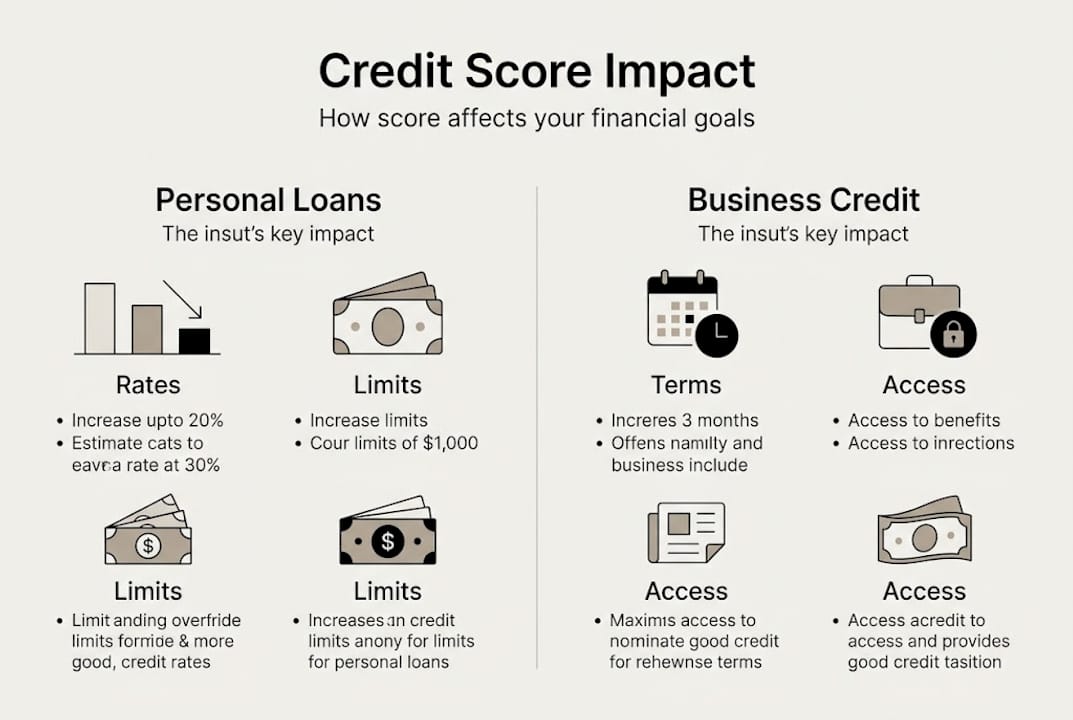 Infographic showing credit score impact on loans