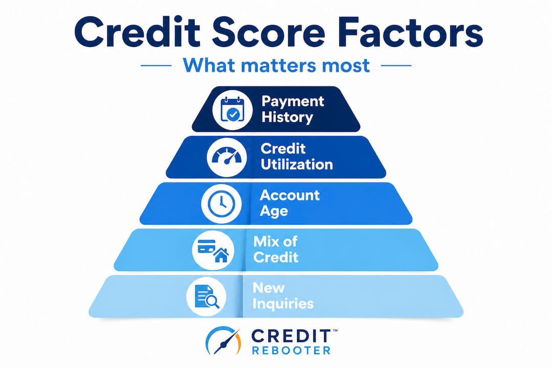 Infographic showing hierarchy of credit score factors