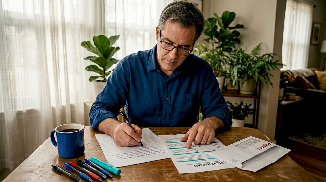 Man writing letter to dispute credit report errors