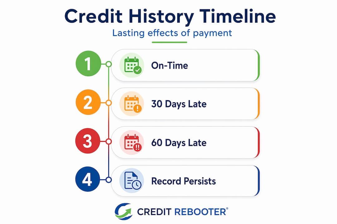 Infographic shows credit history timeline steps