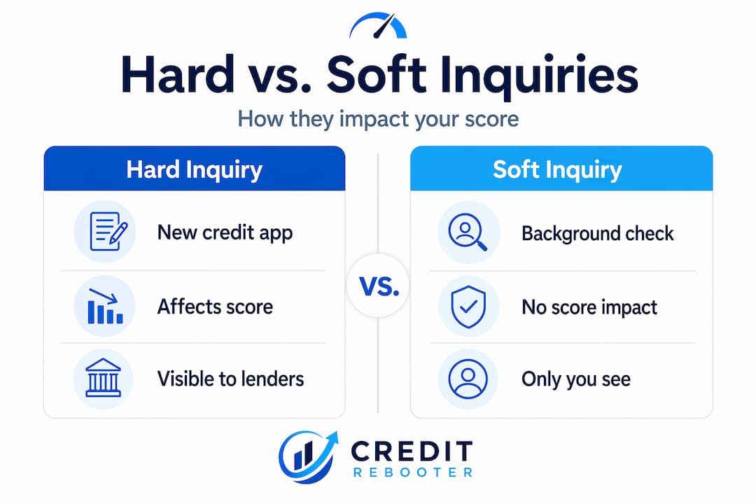 Infographic comparing hard and soft credit inquiries