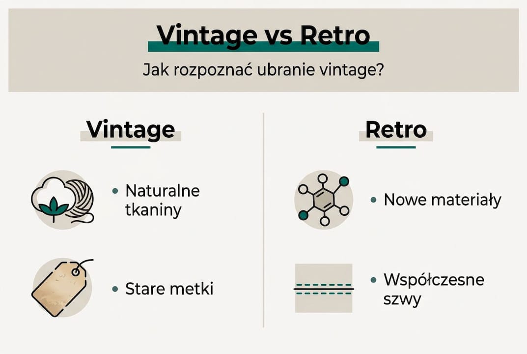 Przegląd różnic między stylem vintage a retro w modzie – infografika