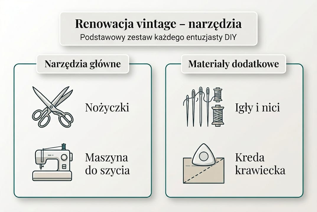 Infografika: najważniejsze narzędzia do odnawiania ubrań w stylu vintage