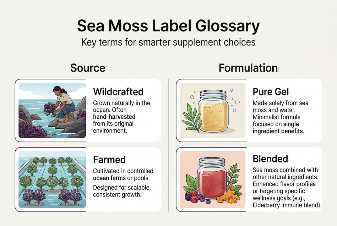 Infographic of sea moss terms and definitions