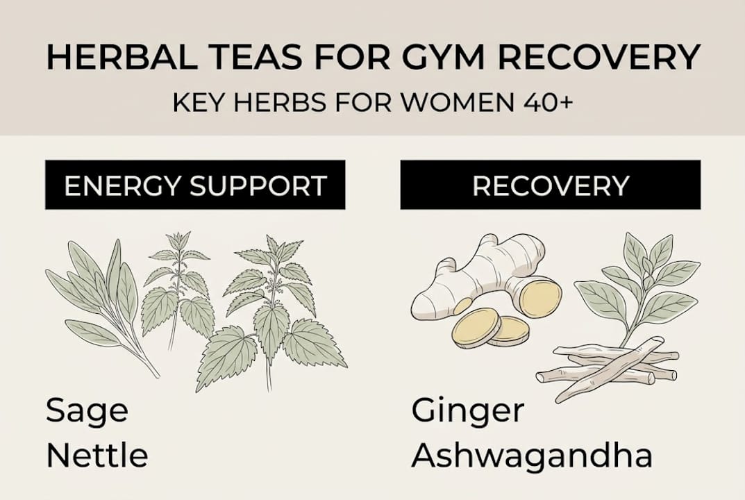 Infographic with herbs for energy and recovery