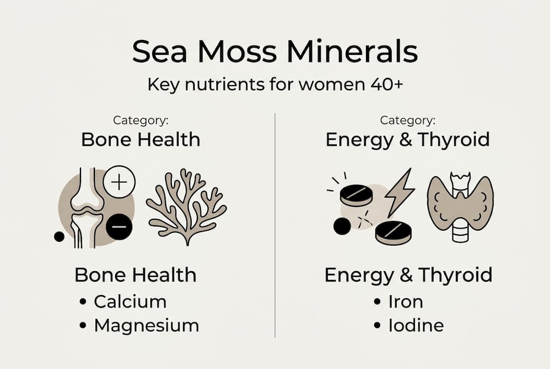 Infographic key sea moss minerals women