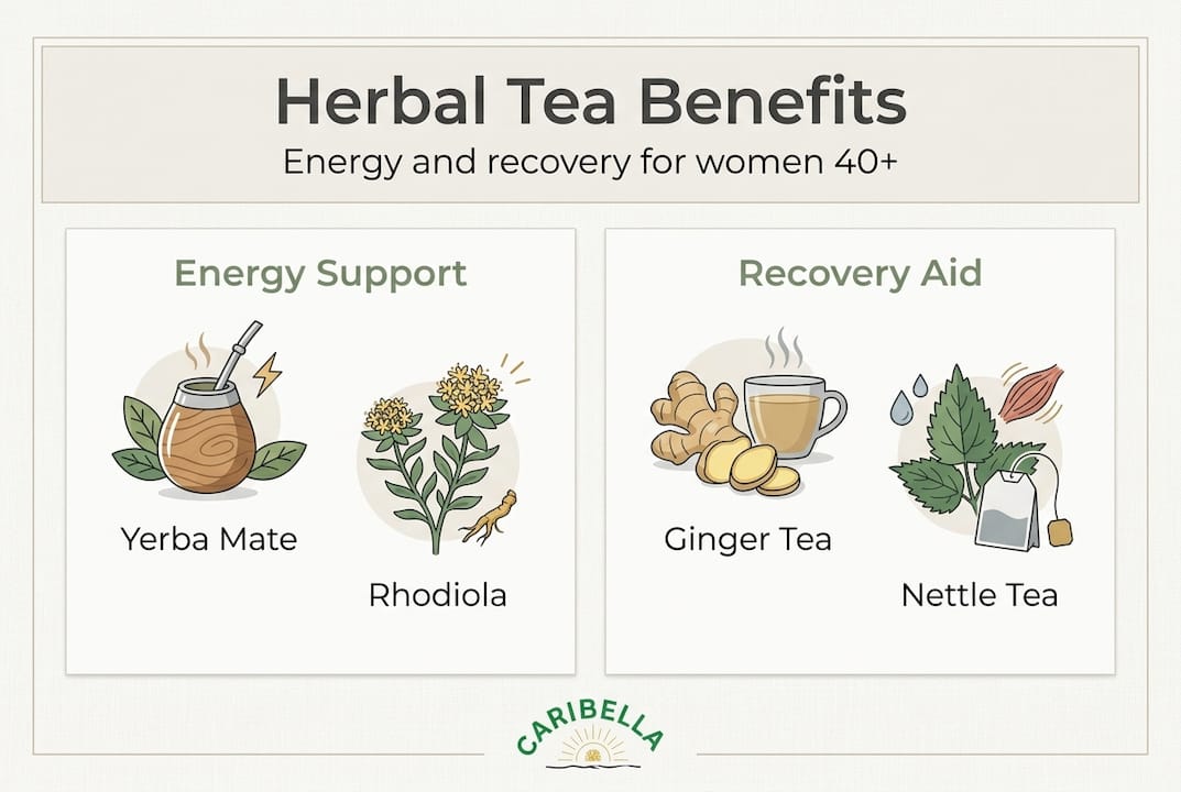 Infographic showing key herbal tea benefits
