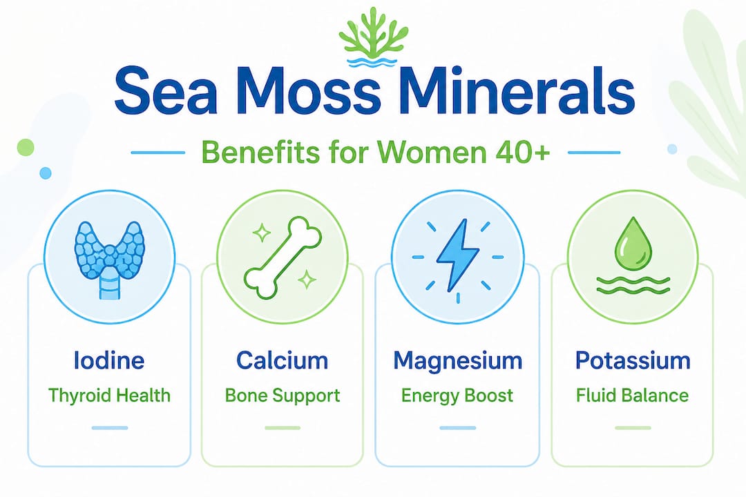 Infographic with sea moss mineral benefits