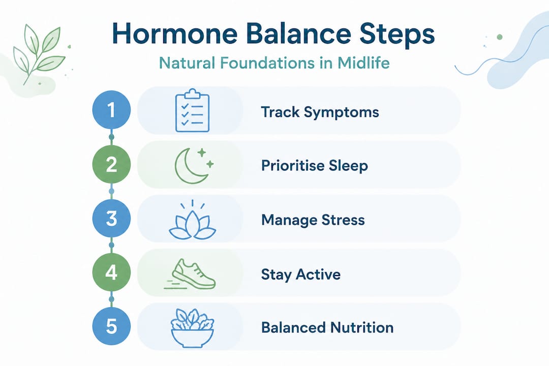 Infographic of five steps for natural hormone balance