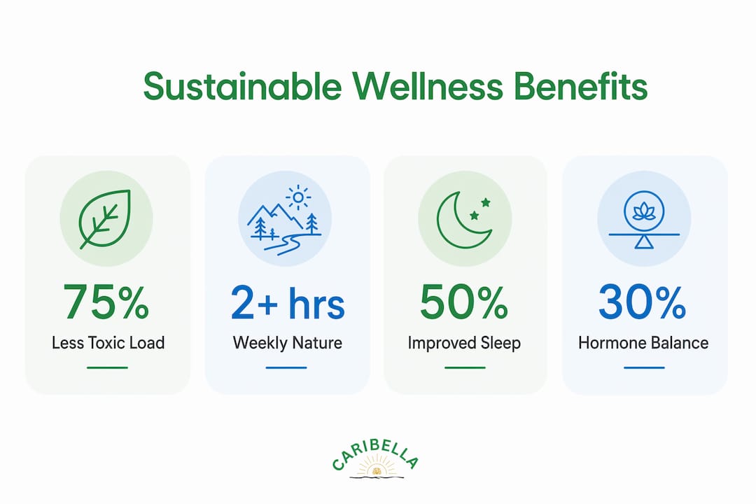 Infographic showing sustainable wellness benefits for women over 40