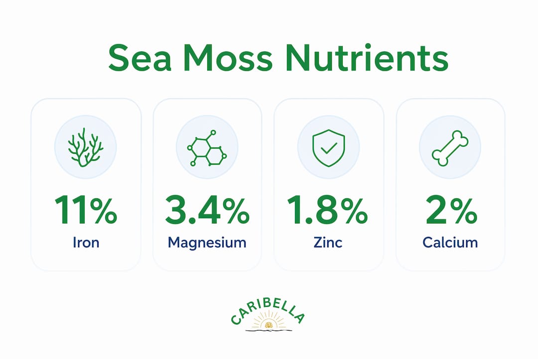Infographic displaying sea moss gel nutrient percentages