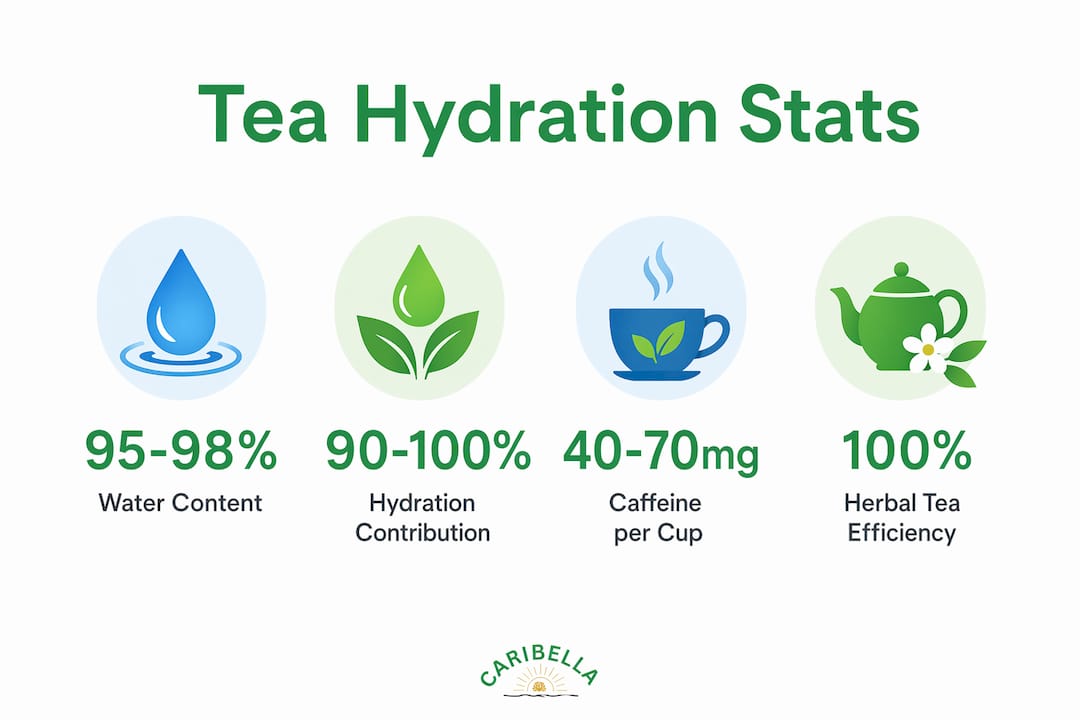Infographic showing key tea hydration statistics