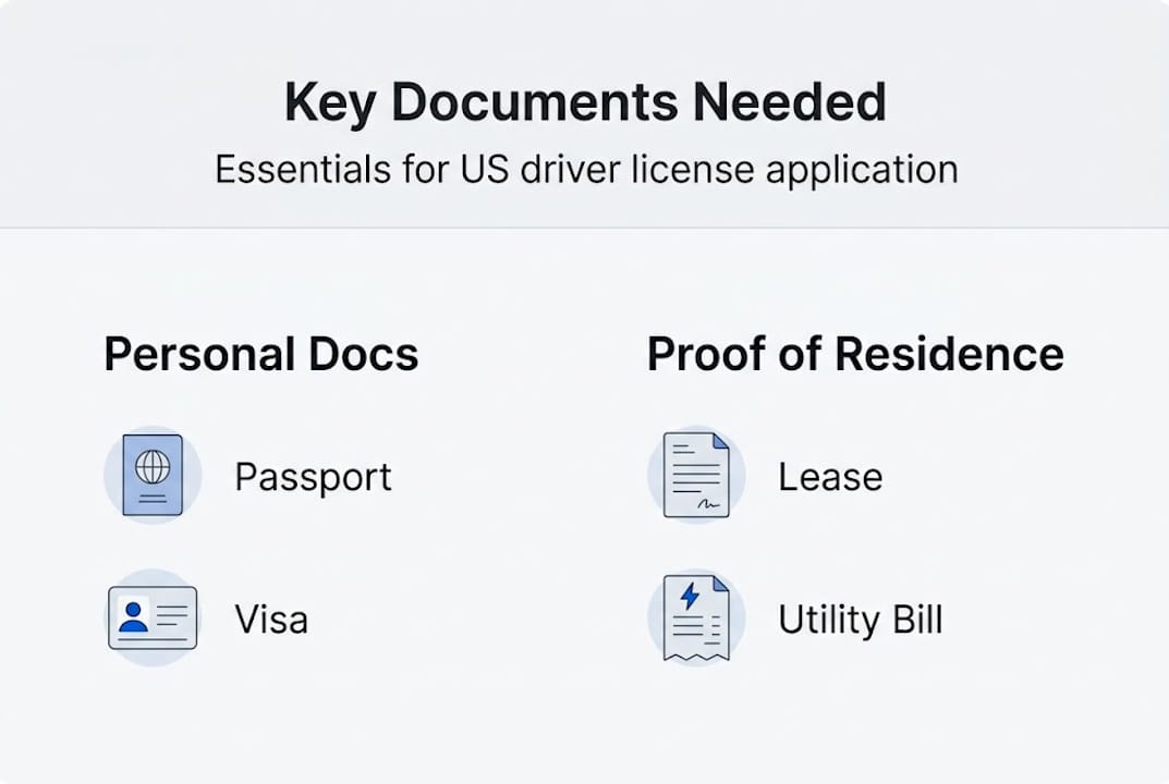 Infographic showing key documents for driver license