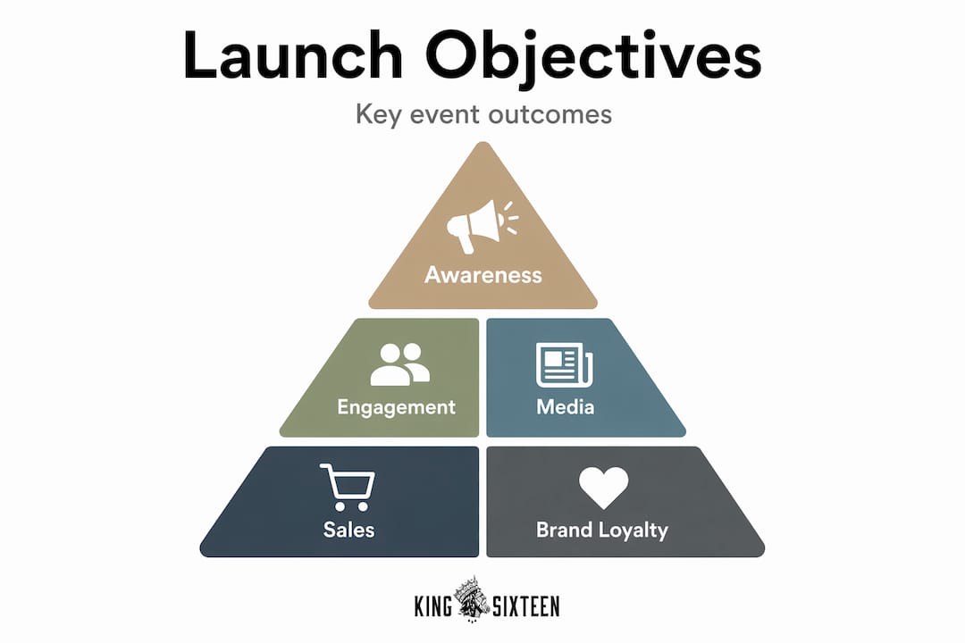 Hierarchy pyramid of launch event objectives and outcomes