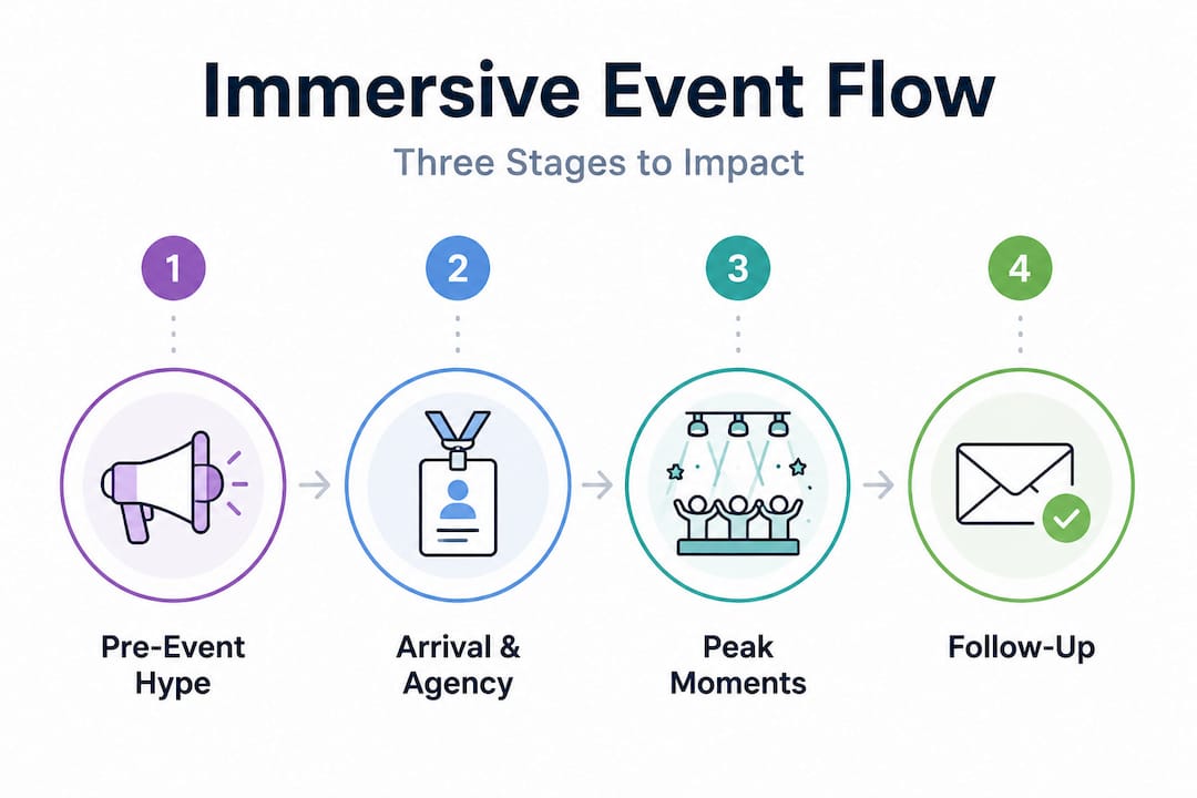 Infographic showing steps in immersive event flow