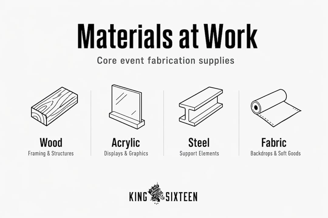 Infographic showing main event fabrication materials